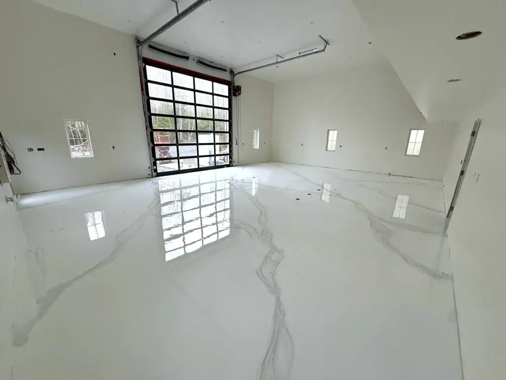 metallic epoxy floor garage with grey veins