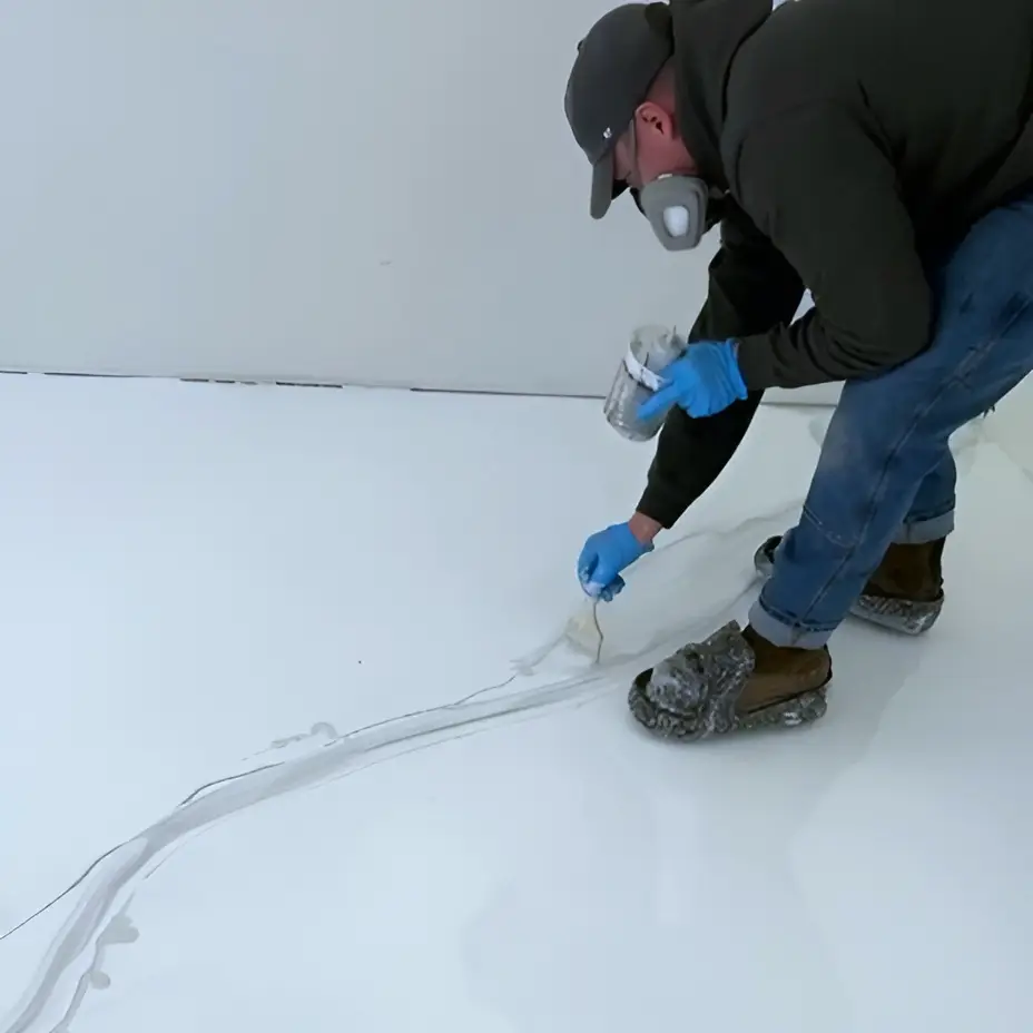 top coat installing metallic epoxy flooring