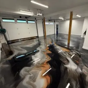 metallic epoxy garage floor by top coat epoxy