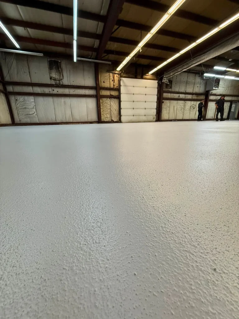 Completed floor coating in the 3,000 square foot Burnside warehouse project