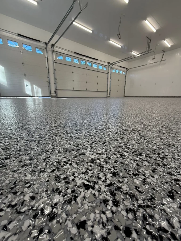 Domino flake floor in a 1,000 sq ft garage in Hubley