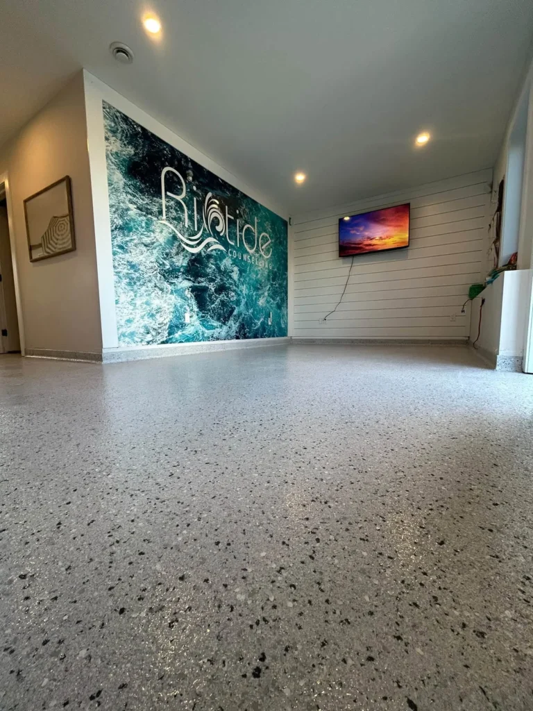 Juneau Terrazzo collection flake floor at Riptide Counselling in Fredericton